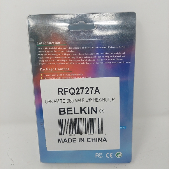 Belkin USB to RS-232 Serial Portable Adapter Male DB9 Cable Hex Nut 9 Pin Cord - Picture 3 of 7